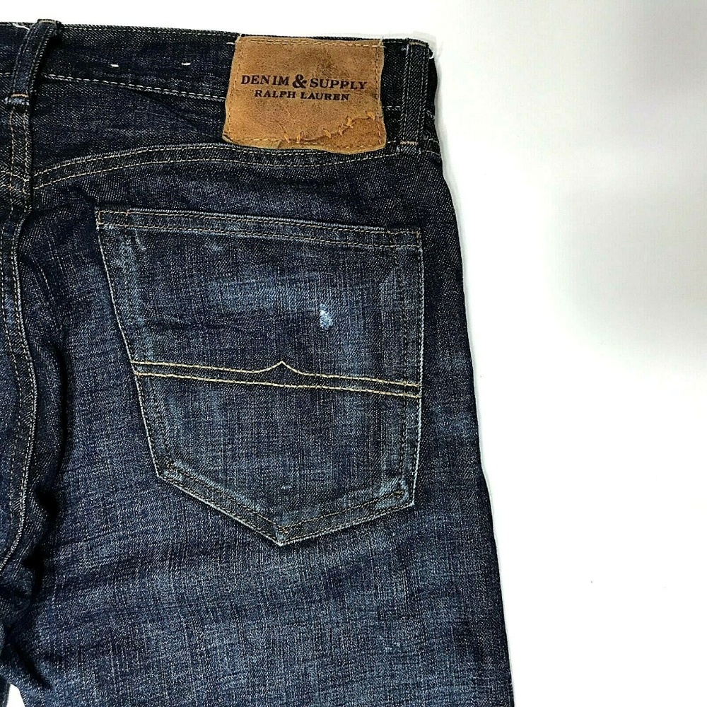 Ralph Lauren 33 Slim Dark Wash Distressed Denim - Picture 5 of 8
